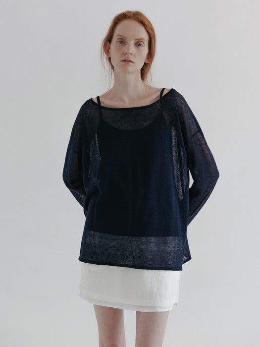 [moia] sheer linen knit (navy)