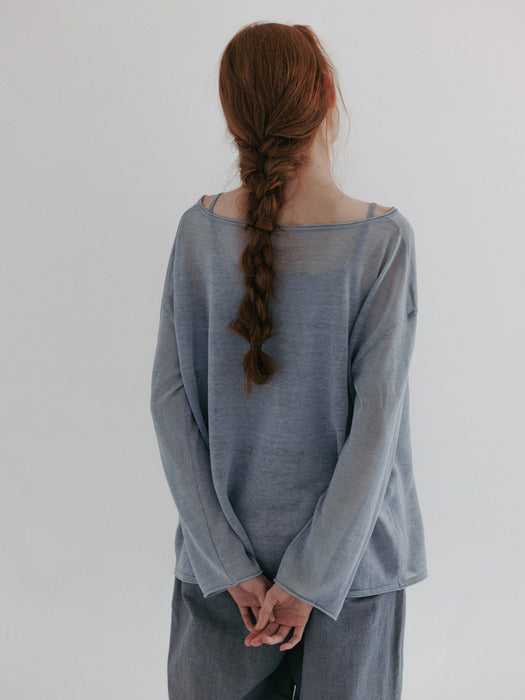 [moia] sheer linen knit (skyblue)