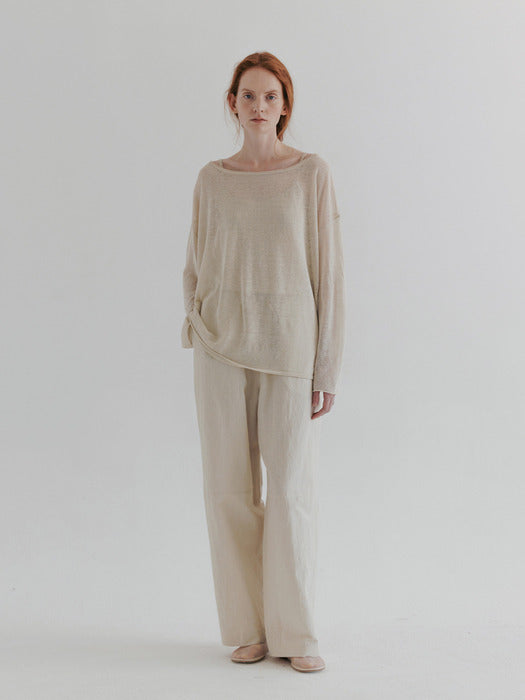 [moia] sheer linen knit (lime beige)