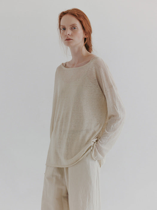 [moia] sheer linen knit (lime beige)