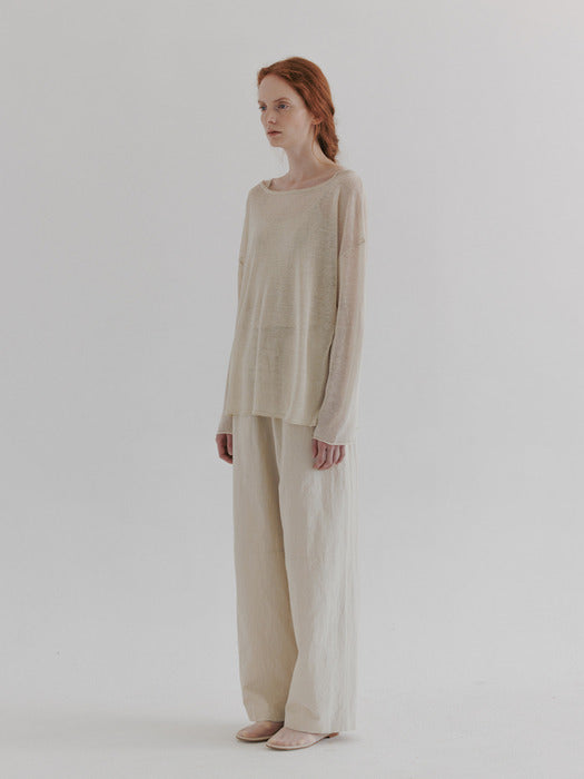 [moia] sheer linen knit (lime beige)