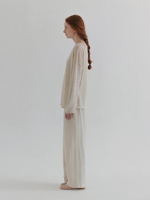 [moia] sheer linen knit (lime beige)