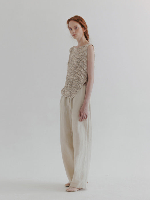 [moia] rustic knit top (lime beige)