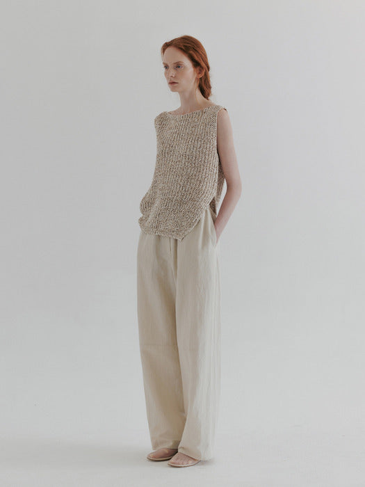 [moia] rustic knit top (lime beige)