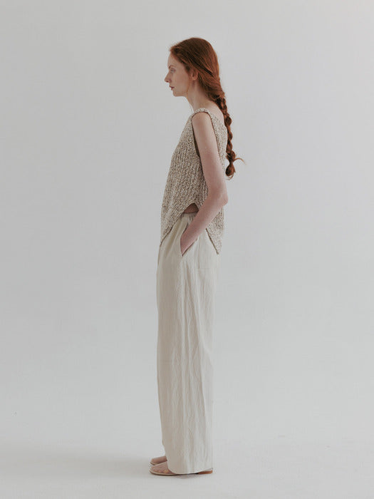 [moia] rustic knit top (lime beige)