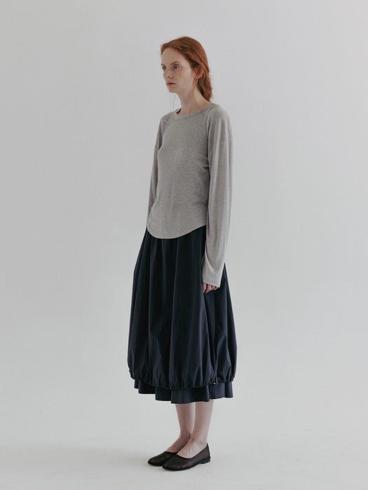 [moia] string double skirt (navy)