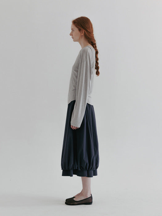 [moia] string double skirt (navy)