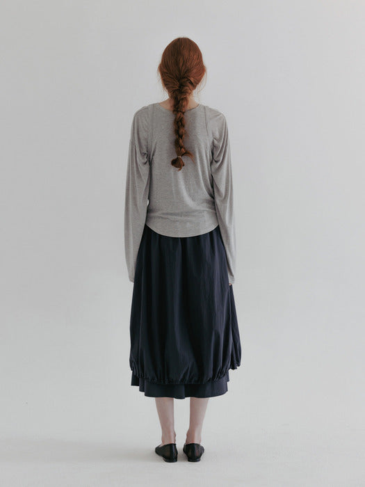 [moia] string double skirt (navy)