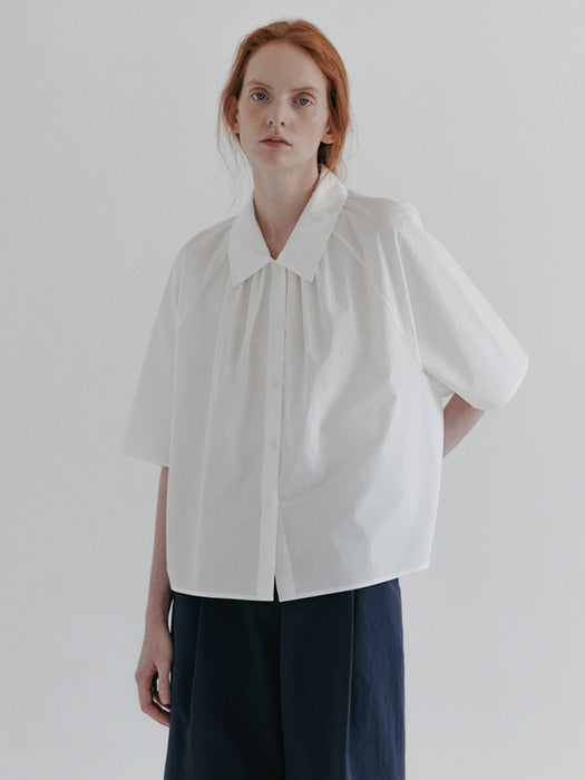 [moia] shirring shirt (white)