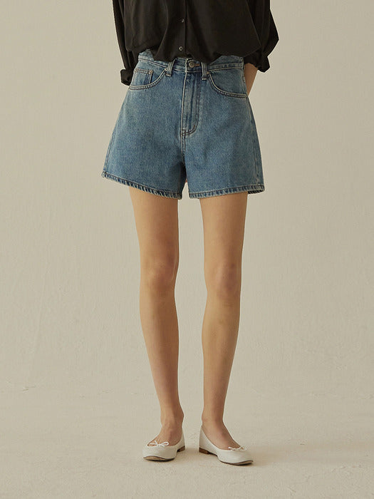 Mango Maniplease Mid Blue Denim Shorts