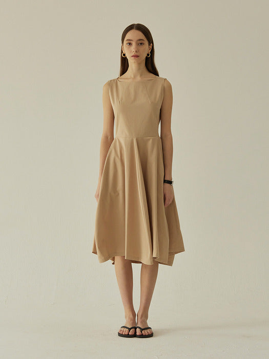 [Mango Maniplease] Cut Out Back Flare One Piece (Sleeveless) (2colors)