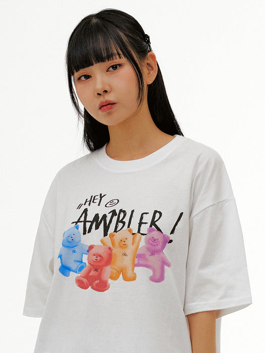 [ambler] Hey Ambler! Over fit T-Shirts AS1123 (White)