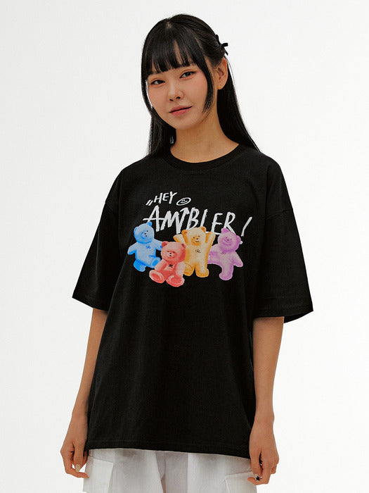[ambler] Hey Ambler! Over fit T-Shirts AS1123 (Black)