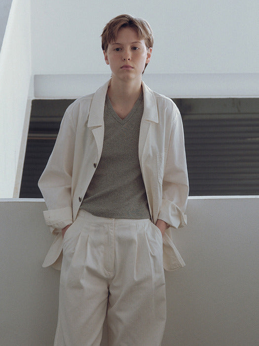 [nothing written] 90s v-neck sleeveless top (Gray)