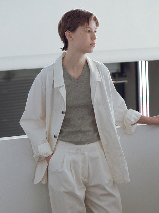 [nothing written] 90s v-neck sleeveless top (Gray)
