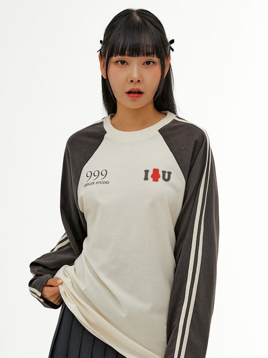 [ambler] I곰U Raglan Over Fit Long-Sleeve AJS101 (Dark Gray)