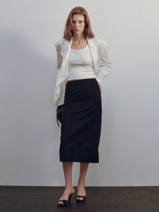 Nothing Written Stitch h-line maxi skirt (Black)
