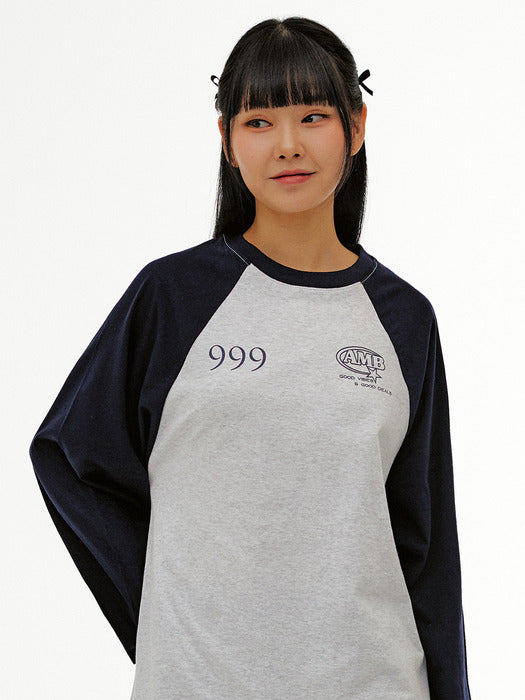 [ambler] 999 Raglan Over fit Long-Sleeve Ajs102 (Navy)