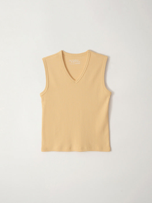 90s v-neck sleeveless top (Vanilla butter)