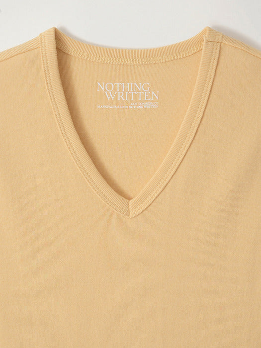 90s v-neck sleeveless top (Vanilla butter)