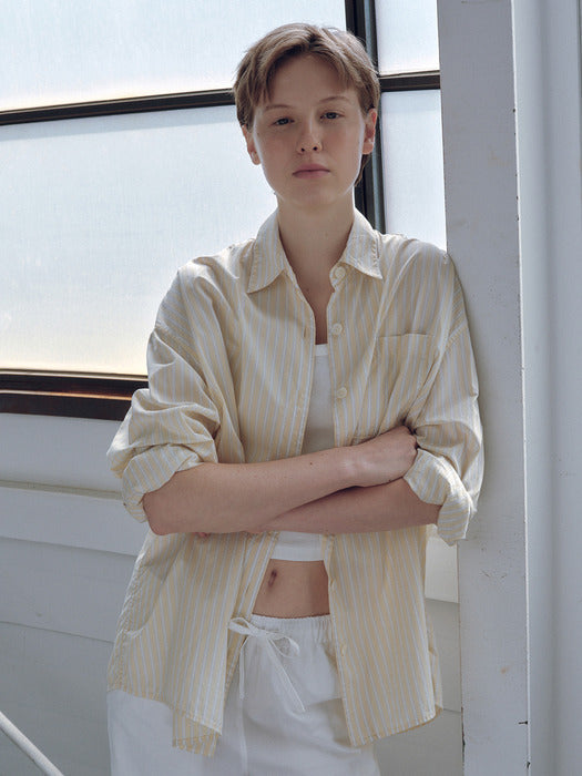 Exclusive: Timon Striped Cotton Shirt (Butter)