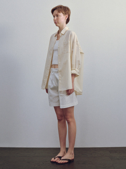Nothing Written Timon striped cotton shirt (Butter)