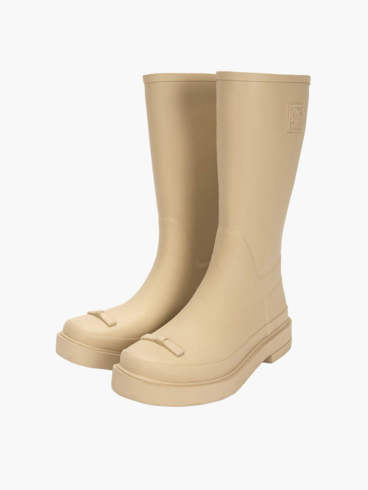 [Margesherwood] Ribbon Rubber Boots LONG_beige