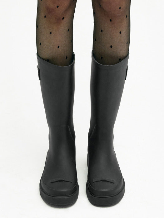 Margesherwood Ribbon Rubber Boots Long black