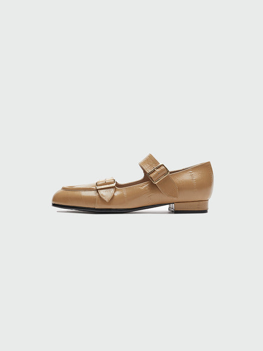 Eenk Zouble Double Buckle Leather Loafer - Camel