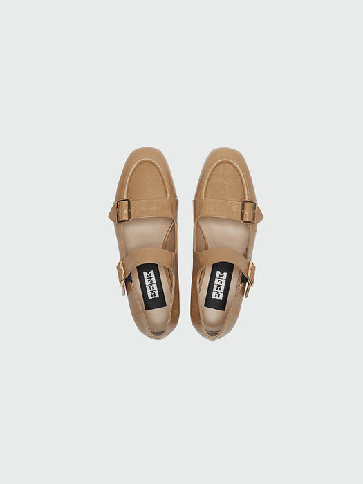 Eenk Zouble Double Buckle Leather Loafer - Camel