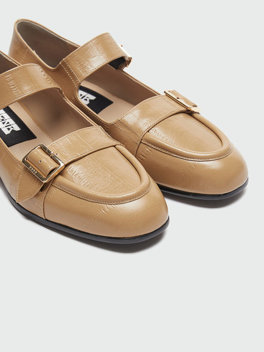 Eenk Zouble Double Buckle Leather Loafer - Camel