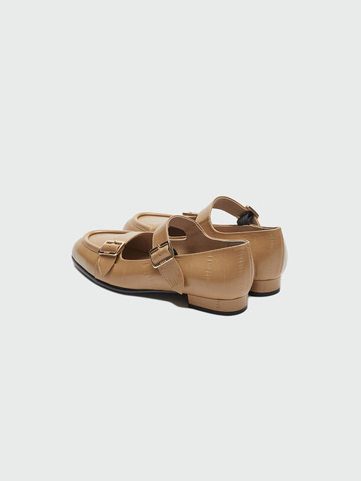 Eenk Zouble Double Buckle Leather Loafer - Camel