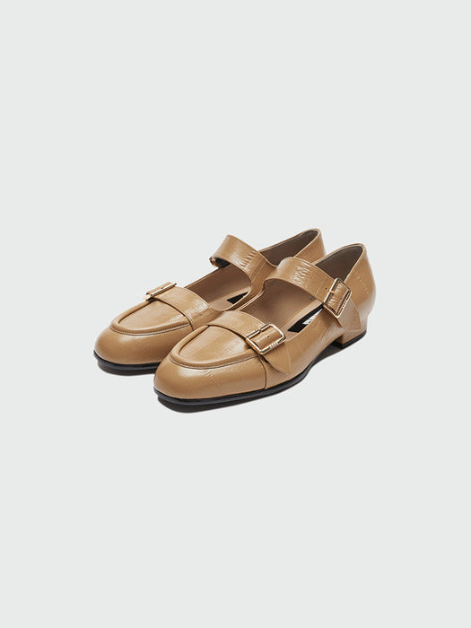 Eenk Zouble Double Buckle Leather Loafer - Camel