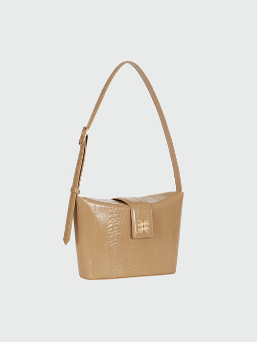 Eenk Hobart Folded Top Small Bucket Bag - Beige