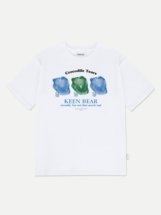 [ambler] Sad bear? Over fit T-Shirts AS1115 (White)