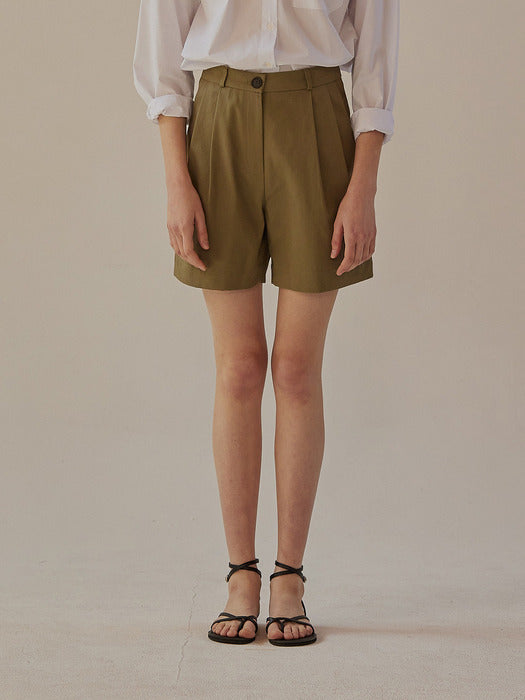 Mango Maniplease Sand Pintuck Shorts