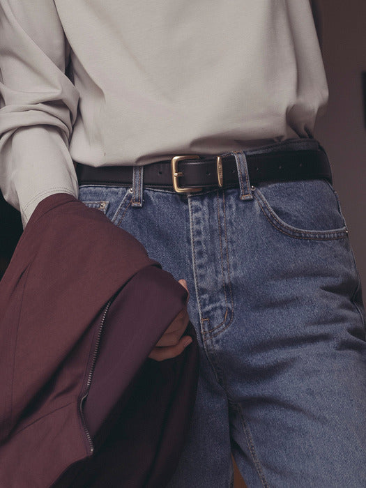 [TILLIDIE] 30mm square buckle italian leather belt_2color