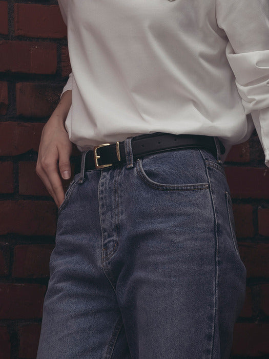 [TILLIDIE] 30mm square buckle italian leather belt_2color