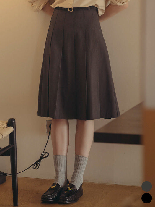 Tillidie Belt set pleats midi skirt