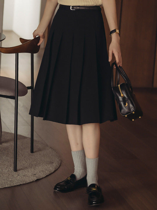 Tillidie Belt set pleats midi skirt