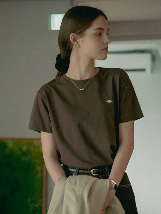 [TILLIDIE] Silket cotton half sleeve t-shirt_Brown