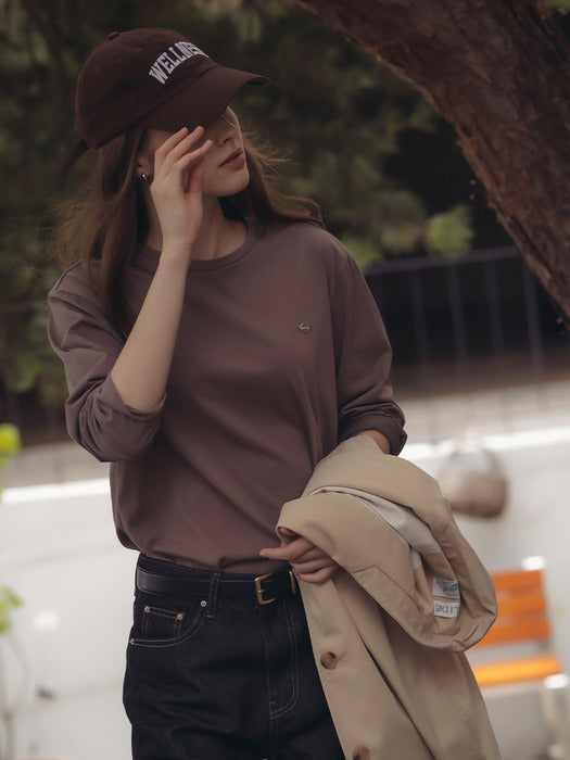 [TILLIDIE] Silket cotton long sleeve t-shirt_Brown