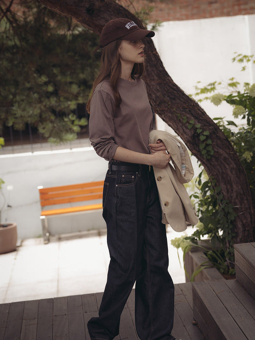 [TILLIDIE] Silket cotton long sleeve t-shirt_Brown