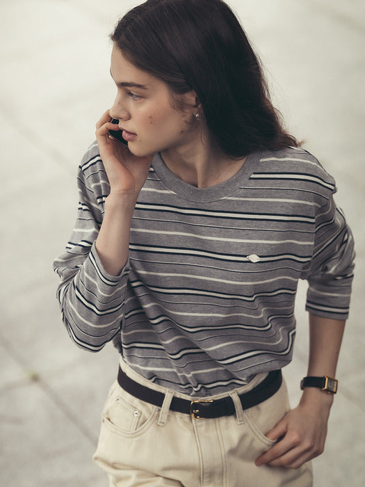 Tillidie Bonheur stripe cotton t-shirt Gray