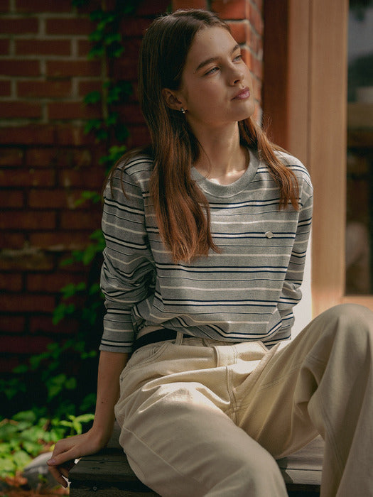 Tillidie Bonheur stripe cotton t-shirt Gray
