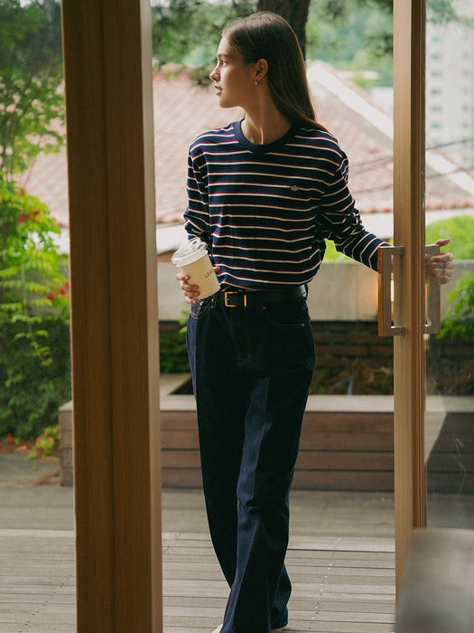 [tillidie] Bonheur stripe cotton t-shirt_Navy&Red