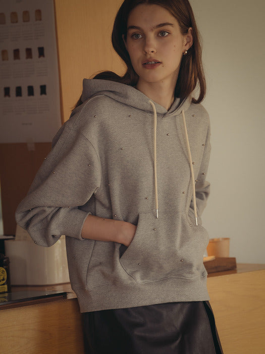 [TILLIDIE] Ornament stud hooded MTM_Melange