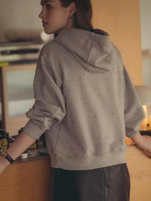 [TILLIDIE] Ornament stud hooded MTM_Melange