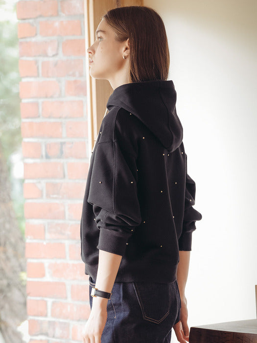 [TILLIDIE] Ornament stud hooded MTM_Black