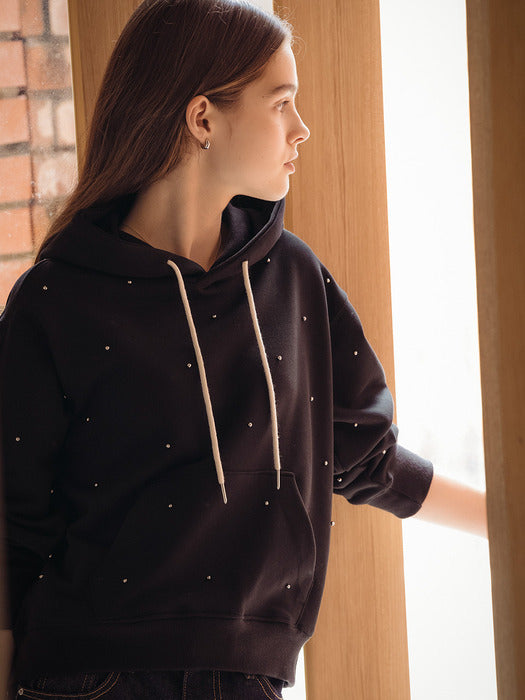 [TILLIDIE] Ornament stud hooded MTM_Black